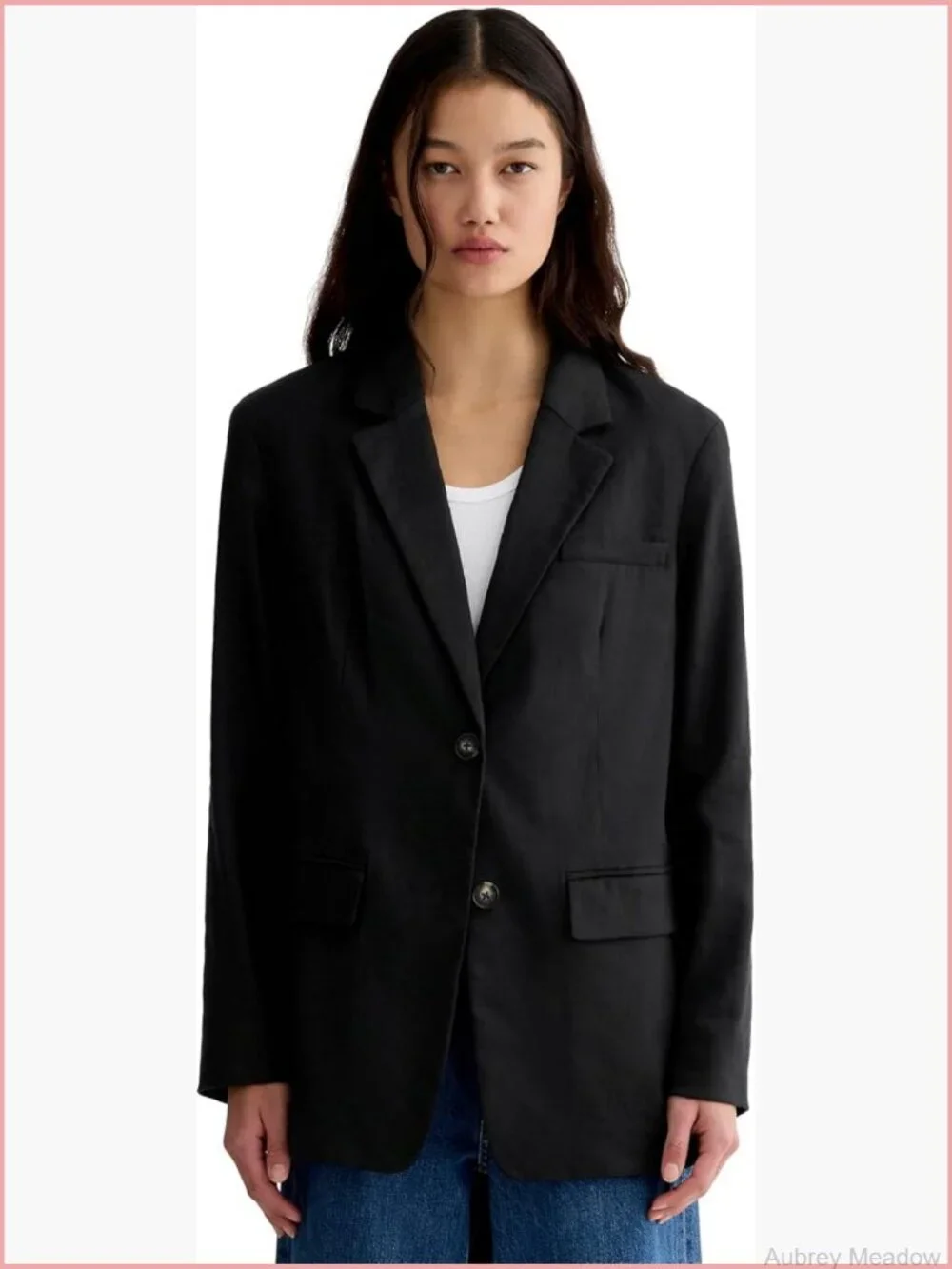 Oversized Blazer - Buttersmooth Tencel Cotton, Notched Lapel, Button Front,